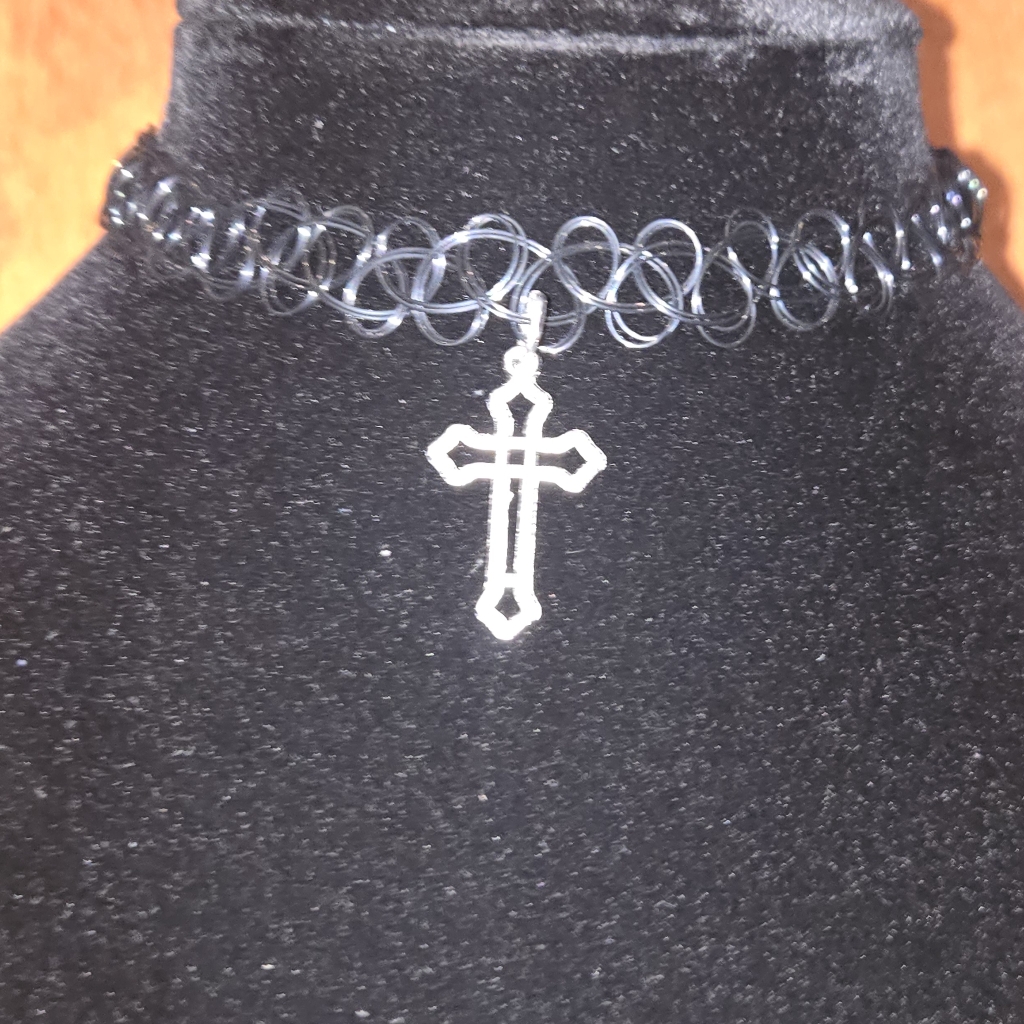 Cross Charm Choker NecklaceTattoo Choker Necklace